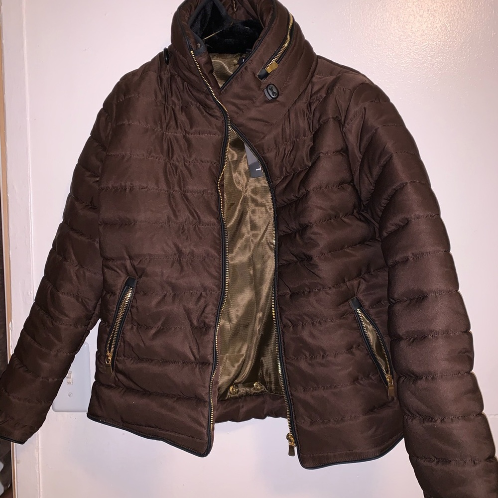 Trending stylish brown puffer coat